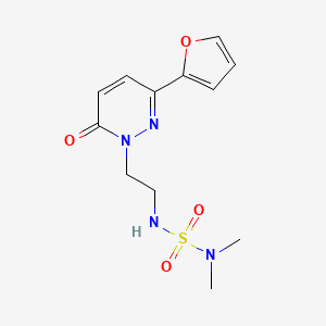 molecular formula C12H16N4O4S B2681549 2-{2-[(Dimethylsulfamoyl)amino]ethyl}-6-(furan-2-yl)-2,3-dihydropyridazin-3-one CAS No. 946263-69-0