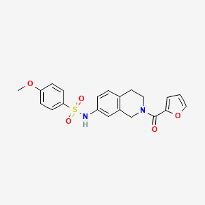 molecular formula C21H20N2O5S B2681550 N-(2-(呋喃-2-甲酰)-1,2,3,4-四氢异喹啉-7-基)-4-甲氧基苯磺酰胺 CAS No. 955649-74-8