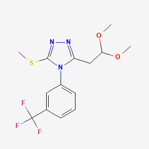 molecular formula C14H16F3N3O2S B2681552 3-(2,2-二甲氧基乙基)-5-(甲基硫醇基)-4-[3-(三氟甲基)苯基]-4H-1,2,4-三唑 CAS No. 320424-71-3