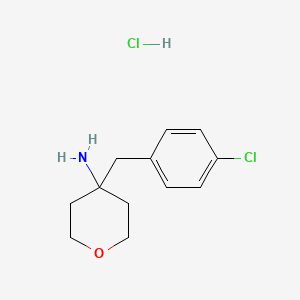molecular formula C12H17Cl2NO B2681553 4-[(4-氯苯基)甲基]氧杂-4-胺 盐酸盐 CAS No. 1439902-83-6