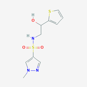molecular formula C10H13N3O3S2 B2681556 N-(2-hydroxy-2-(thiophen-2-yl)ethyl)-1-methyl-1H-pyrazole-4-sulfonamide CAS No. 1790198-95-6