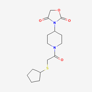 molecular formula C15H22N2O4S B2681560 3-(1-(2-(Cyclopentylthio)acetyl)piperidin-4-yl)oxazolidine-2,4-dione CAS No. 2034275-02-8