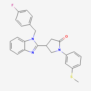 molecular formula C25H22FN3OS B2681565 4-(1-(4-fluorobenzyl)-1H-benzo[d]imidazol-2-yl)-1-(3-(methylthio)phenyl)pyrrolidin-2-one CAS No. 847397-76-6
