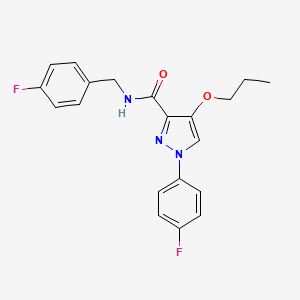 molecular formula C20H19F2N3O2 B2681575 N-(4-氟苄基)-1-(4-氟苯基)-4-丙氧基-1H-吡唑-3-甲酰胺 CAS No. 1170619-29-0