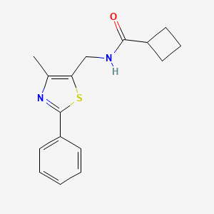 molecular formula C16H18N2OS B2681577 N-((4-甲基-2-苯基噻唑-5-基)甲基)环丁基甲酰胺 CAS No. 1421508-86-2