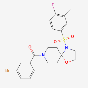 molecular formula C21H22BrFN2O4S B2681580 8-(3-溴苯甲酰)-4-[(4-氟-3-甲基苯基)磺酰]-1-氧代-4,8-二氮杂螺[4.5]癸烷 CAS No. 946217-21-6