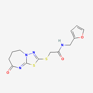 molecular formula C13H14N4O3S2 B2681581 N-(呋喃-2-基甲基)-2-((8-氧代-5,6,7,8-四氢-[1,3,4]噻二唑啉[3,2-a][1,3]二氮杂环戊-2-基)硫)乙酰胺 CAS No. 497063-75-9