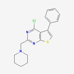 molecular formula C18H18ClN3S B2681585 1-({4-氯-5-苯基噻吩[2,3-d]嘧啶-2-基}甲基)哌啶 CAS No. 731815-64-8