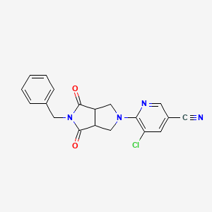 molecular formula C19H15ClN4O2 B2681586 6-(5-Benzyl-4,6-dioxo-1,3,3a,6a-tetrahydropyrrolo[3,4-c]pyrrol-2-yl)-5-chloropyridine-3-carbonitrile CAS No. 2415543-06-3