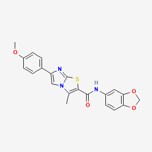 molecular formula C21H17N3O4S B2681592 N-(benzo[d][1,3]dioxol-5-yl)-6-(4-methoxyphenyl)-3-methylimidazo[2,1-b]thiazole-2-carboxamide CAS No. 852135-08-1