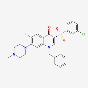 molecular formula C27H25ClFN3O3S B2681594 1-苄基-3-[(3-氯苯基)磺酰基]-6-氟-7-(4-甲基哌嗪-1-基)喹啉-4(1H)-酮 CAS No. 892759-55-6