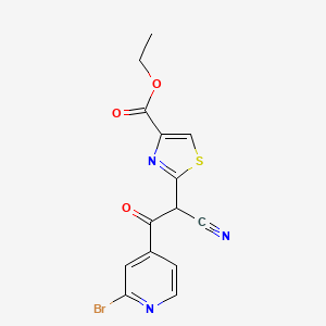 molecular formula C14H10BrN3O3S B2681603 Ethyl 2-[2-(2-bromopyridin-4-yl)-1-cyano-2-oxoethyl]-1,3-thiazole-4-carboxylate CAS No. 1424612-02-1