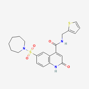 molecular formula C21H23N3O4S2 B2681634 6-(azepan-1-ylsulfonyl)-2-oxo-N-(thiophen-2-ylmethyl)-1H-quinoline-4-carboxamide CAS No. 687590-26-7
