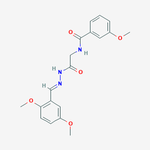 molecular formula C19H21N3O5 B2681636 (E)-N-(2-(2-(2,5-二甲氧基苯甲亚甲基)肼基)-2-氧乙基)-3-甲氧基苯甲酰胺 CAS No. 391877-98-8