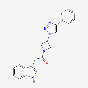 molecular formula C21H19N5O B2681638 2-(1H-indol-3-yl)-1-(3-(4-phenyl-1H-1,2,3-triazol-1-yl)azetidin-1-yl)ethanone CAS No. 2034311-50-5