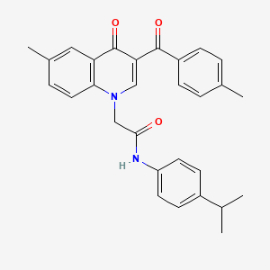 molecular formula C29H28N2O3 B2681647 N-(4-isopropylphenyl)-2-(6-methyl-3-(4-methylbenzoyl)-4-oxoquinolin-1(4H)-yl)acetamide CAS No. 895650-65-4