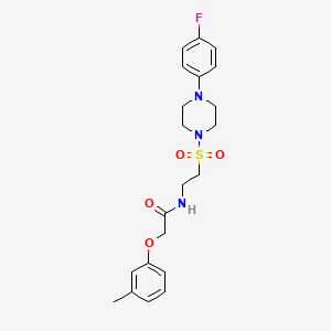 molecular formula C21H26FN3O4S B2681668 N-(2-((4-(4-fluorophenyl)piperazin-1-yl)sulfonyl)ethyl)-2-(m-tolyloxy)acetamide CAS No. 897618-84-7
