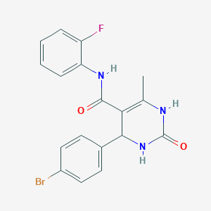 molecular formula C18H15BrFN3O2 B2681671 4-(4-bromophenyl)-N-(2-fluorophenyl)-6-methyl-2-oxo-1,2,3,4-tetrahydropyrimidine-5-carboxamide CAS No. 893680-50-7