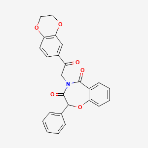 molecular formula C25H19NO6 B2681701 4-(2-(2,3-二氢苯并[b][1,4]二噁烷-6-基)-2-氧乙基)-2-苯基苯并[f][1,4]噁唑-3,5(2H,4H)-二酮 CAS No. 903186-58-3