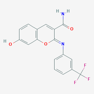 (2Z)-7-hydroxy-2-{[3-(trifluoromethyl)phenyl]imino}-2H-chromene-3-carboxamide