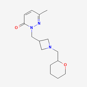 molecular formula C15H23N3O2 B2681709 6-Methyl-2-({1-[(oxan-2-yl)methyl]azetidin-3-yl}methyl)-2,3-dihydropyridazin-3-one CAS No. 2199059-90-8