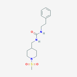 molecular formula C16H25N3O3S B2681712 1-((1-(甲磺酰基)哌啶-4-基)甲基)-3-苯乙基脲 CAS No. 1234937-69-9