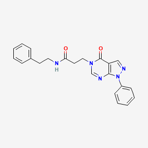 molecular formula C22H21N5O2 B2681721 3-(4-氧代-1-苯基-1H-吡唑并[3,4-d]嘧啶-5(4H)-基)-N-苯乙基丙酰胺 CAS No. 946312-45-4