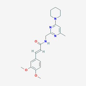molecular formula C22H28N4O3 B2681724 (E)-3-(3,4-二甲氧基苯基)-N-((4-甲基-6-(哌啶-1-基)嘧啶-2-基)甲基)丙烯酰胺 CAS No. 1798403-71-0