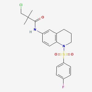 molecular formula C20H22ClFN2O3S B2681726 3-chloro-N-(1-((4-fluorophenyl)sulfonyl)-1,2,3,4-tetrahydroquinolin-6-yl)-2,2-dimethylpropanamide CAS No. 942006-72-6