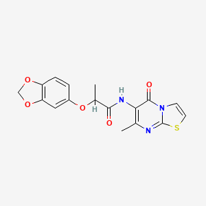 molecular formula C17H15N3O5S B2681728 2-(benzo[d][1,3]dioxol-5-yloxy)-N-(7-methyl-5-oxo-5H-thiazolo[3,2-a]pyrimidin-6-yl)propanamide CAS No. 1060284-80-1
