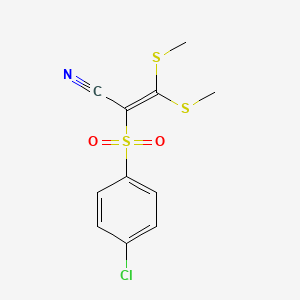 2-((4-Chlorophenyl)sulfonyl)-3,3-dimethylthioprop-2-enenitrile