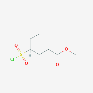molecular formula C7H13ClO4S B2681739 Methyl 4-chlorosulfonylhexanoate CAS No. 2551118-06-8