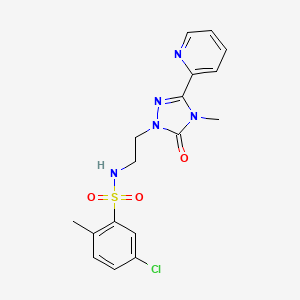 molecular formula C17H18ClN5O3S B2681754 5-chloro-2-methyl-N-(2-(4-methyl-5-oxo-3-(pyridin-2-yl)-4,5-dihydro-1H-1,2,4-triazol-1-yl)ethyl)benzenesulfonamide CAS No. 1208740-15-1