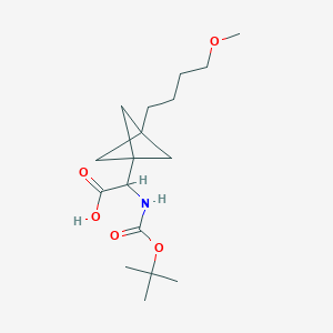 molecular formula C17H29NO5 B2681756 2-[3-(4-Methoxybutyl)-1-bicyclo[1.1.1]pentanyl]-2-[(2-methylpropan-2-yl)oxycarbonylamino]acetic acid CAS No. 2287262-71-7