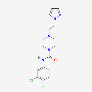 molecular formula C16H19Cl2N5O B2681757 4-(2-(1H-吡唑-1-基)乙基)-N-(3,4-二氯苯基)哌嗪-1-甲酰胺 CAS No. 1396851-74-3