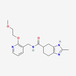 molecular formula C18H24N4O3 B2681762 N-((2-(2-methoxyethoxy)pyridin-3-yl)methyl)-2-methyl-4,5,6,7-tetrahydro-1H-benzo[d]imidazole-5-carboxamide CAS No. 2034576-74-2