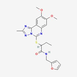 molecular formula C21H23N5O4S B2681768 2-[(8,9-dimethoxy-2-methyl[1,2,4]triazolo[1,5-c]quinazolin-5-yl)thio]-N-(2-furylmethyl)butanamide CAS No. 901755-74-6