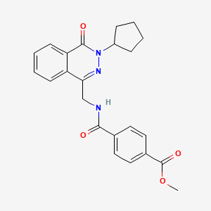 molecular formula C23H23N3O4 B2681776 Methyl 4-(((3-cyclopentyl-4-oxo-3,4-dihydrophthalazin-1-yl)methyl)carbamoyl)benzoate CAS No. 1421507-65-4
