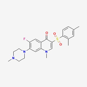 molecular formula C23H26FN3O3S B2681780 3-((2,4-二甲基苯基)磺酰)-6-氟-1-甲基-7-(4-甲基哌嗪-1-基)喹啉-4(1H)-酮 CAS No. 892778-31-3