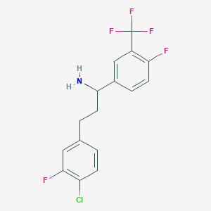 3-(4-Chloro-3-fluorophenyl)-1-[4-fluoro-3-(trifluoromethyl)phenyl]propan-1-amine