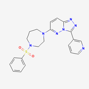 molecular formula C21H21N7O2S B2681784 6-[4-(Benzenesulfonyl)-1,4-diazepan-1-yl]-3-pyridin-3-yl-[1,2,4]triazolo[4,3-b]pyridazine CAS No. 2380192-93-6