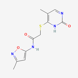 molecular formula C11H12N4O3S B2681793 2-((5-methyl-2-oxo-1,2-dihydropyrimidin-4-yl)thio)-N-(3-methylisoxazol-5-yl)acetamide CAS No. 1203414-64-5