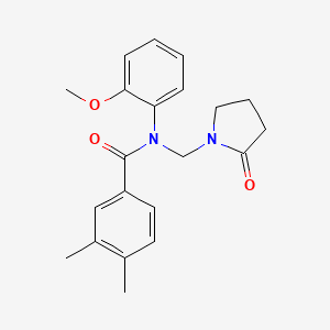 N-(2-methoxyphenyl)-3,4-dimethyl-N-[(2-oxopyrrolidin-1-yl)methyl]benzamide