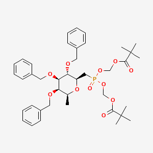 molecular formula C40H53O11P B2681802 [({[(2,2-dimethylpropanoyl)oxy]methoxy}({[(2S,3S,4R,5R,6S)-3,4,5-tris(benzyloxy)-6-methyloxan-2-yl]methyl})phosphoryl)oxy]methyl 2,2-dimethylpropanoate CAS No. 1623137-00-7