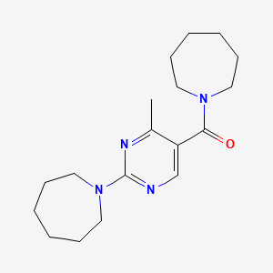 molecular formula C18H28N4O B2681807 1-Azepanyl[2-(1-azepanyl)-4-methyl-5-pyrimidinyl]methanone CAS No. 866017-88-1