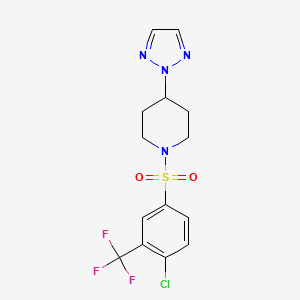 molecular formula C14H14ClF3N4O2S B2681837 1-((4-chloro-3-(trifluoromethyl)phenyl)sulfonyl)-4-(2H-1,2,3-triazol-2-yl)piperidine CAS No. 2034577-12-1