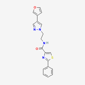 molecular formula C19H16N4O2S B2681839 N-(2-(4-(呋喃-3-基)-1H-吡唑-1-基)乙基)-2-苯基噻唑-4-甲酰胺 CAS No. 2034376-63-9
