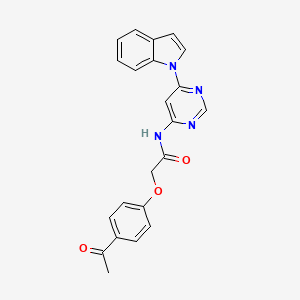 molecular formula C22H18N4O3 B2681843 N-(6-(1H-indol-1-yl)pyrimidin-4-yl)-2-(4-acetylphenoxy)acetamide CAS No. 1428350-48-4