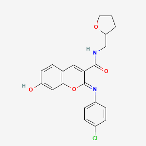 (2Z)-2-[(4-chlorophenyl)imino]-7-hydroxy-N-(tetrahydrofuran-2-ylmethyl)-2H-chromene-3-carboxamide