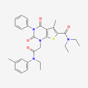 N,N-diethyl-1-[2-(N-ethyl-3-methylanilino)-2-oxoethyl]-5-methyl-2,4-dioxo-3-phenylthieno[2,3-d]pyrimidine-6-carboxamide